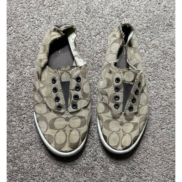 Coach Shoes - Coach Womens Size 8.5B Katie Canvas Slip On Sneaker Brown Signature Shoes